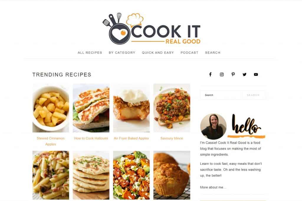Screenshot of Cook It Real Good's website.