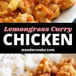 A collage of lemongrass chicken curry images