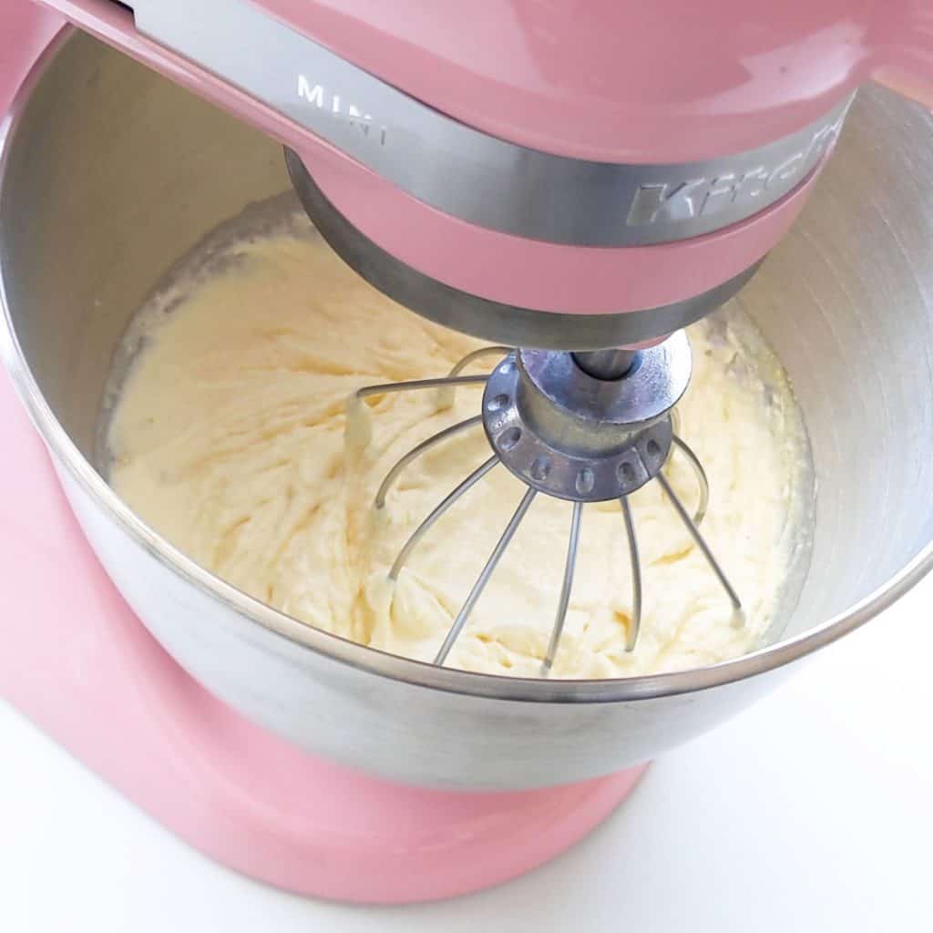 Blending together the milk, cream and instant dessert mix.