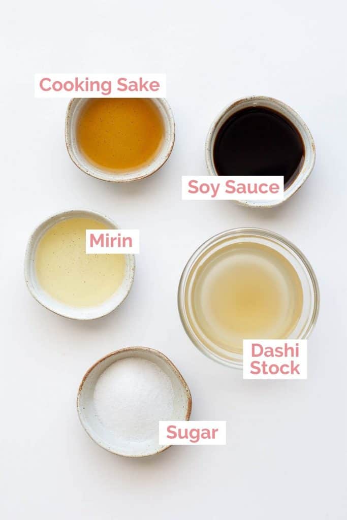 Ingredients laid out for teriyaki sauce.