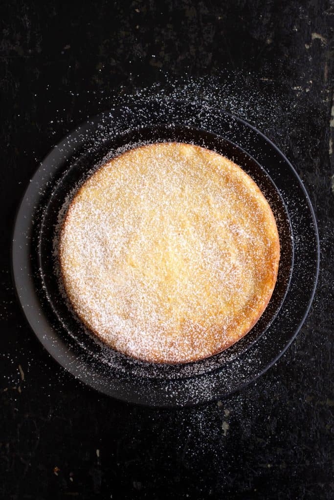 Top down view of ricotta cake.