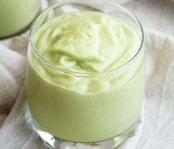 Close up shot of a glass of Vietnamese avocado smoothie.