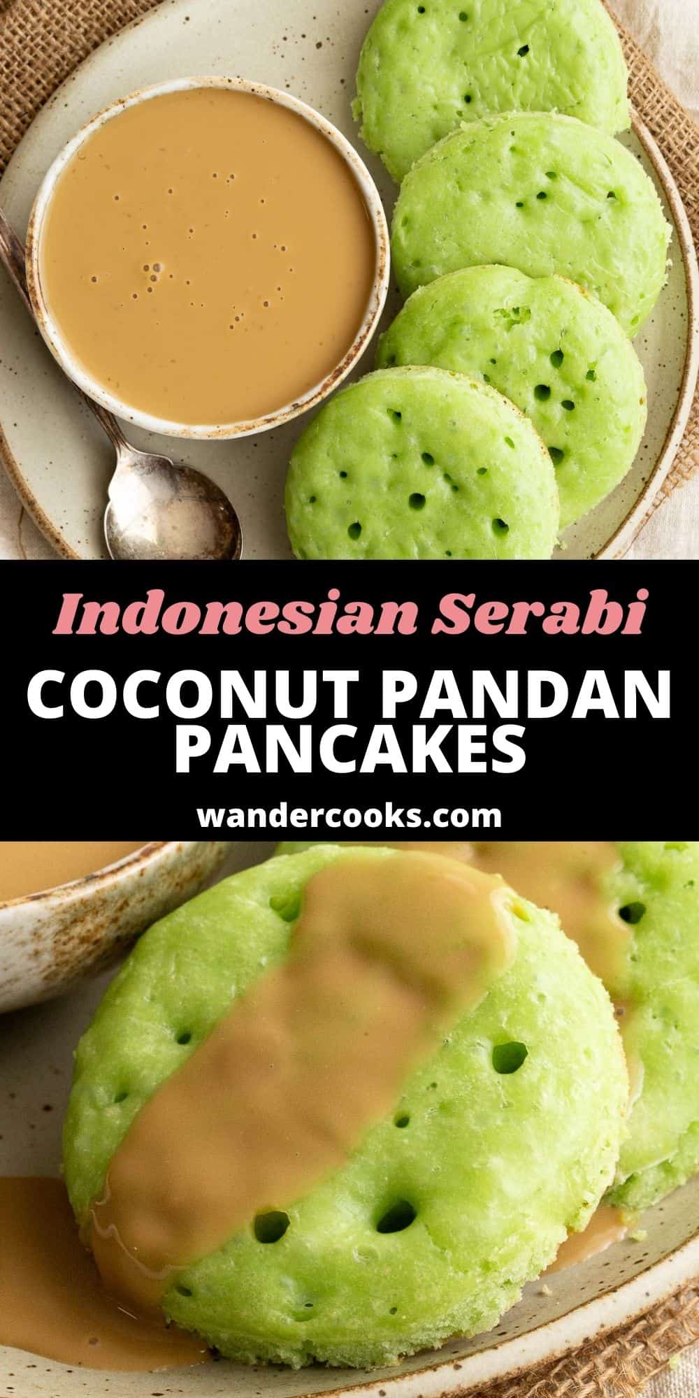 Serabi Kuah - Indonesian Coconut Pandan Pancakes