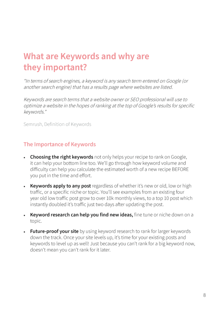Screenshot of text from keyword research book.