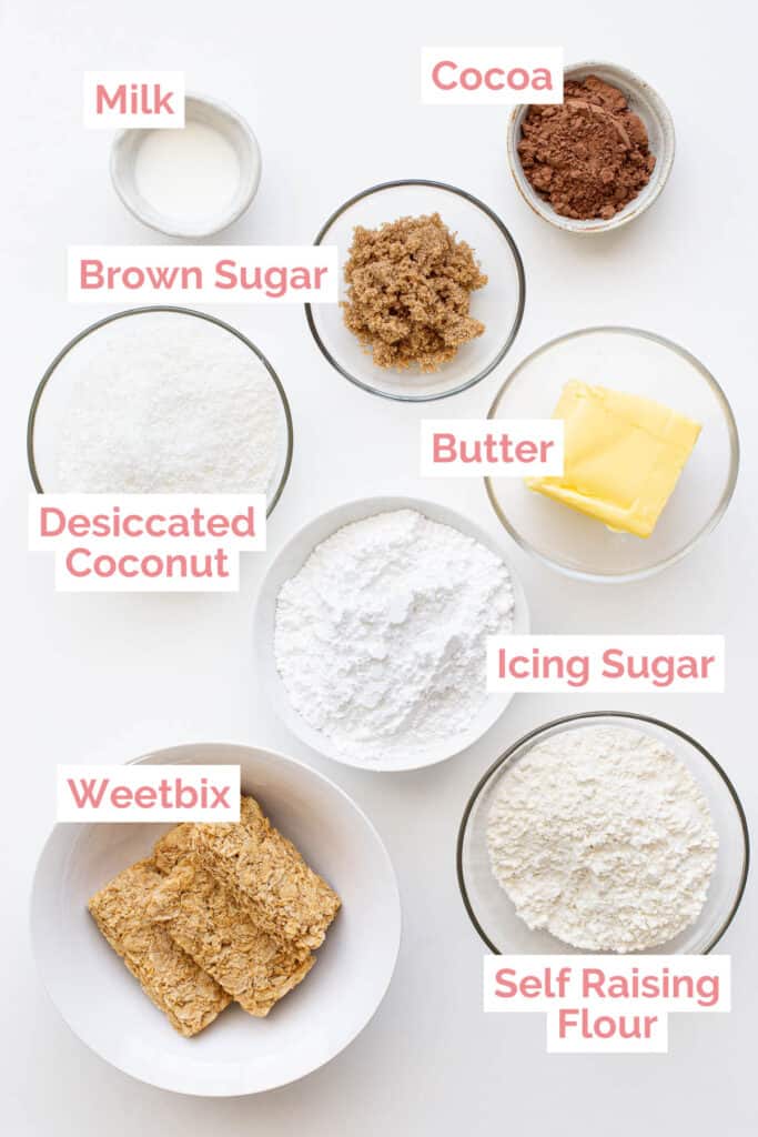 Ingredients laid out to make Weetbix slice.