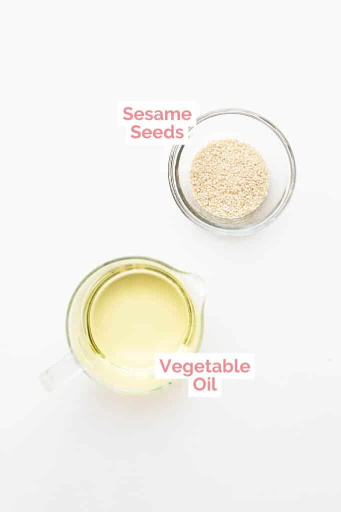 Ingredients laid out to make homemade sesame oil.