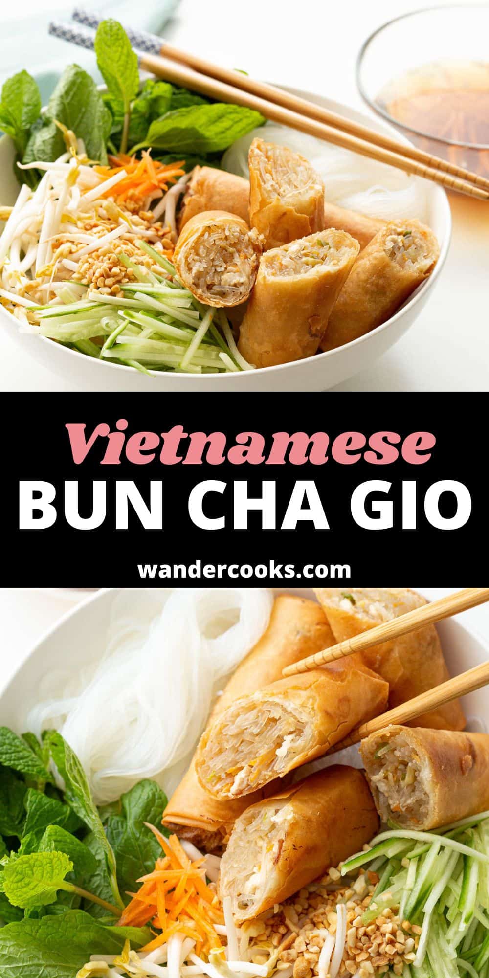 Bun Cha Gio - Vietnamese Noodle Salad with Spring Rolls