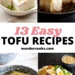 A collage of images showing easy tofu recipes with text overlay.