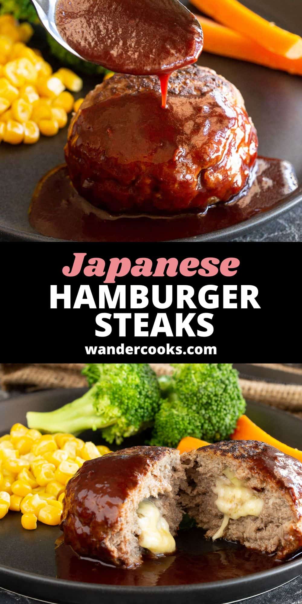 Japanese Hamburger Steak with Cheese - Hambāgu
