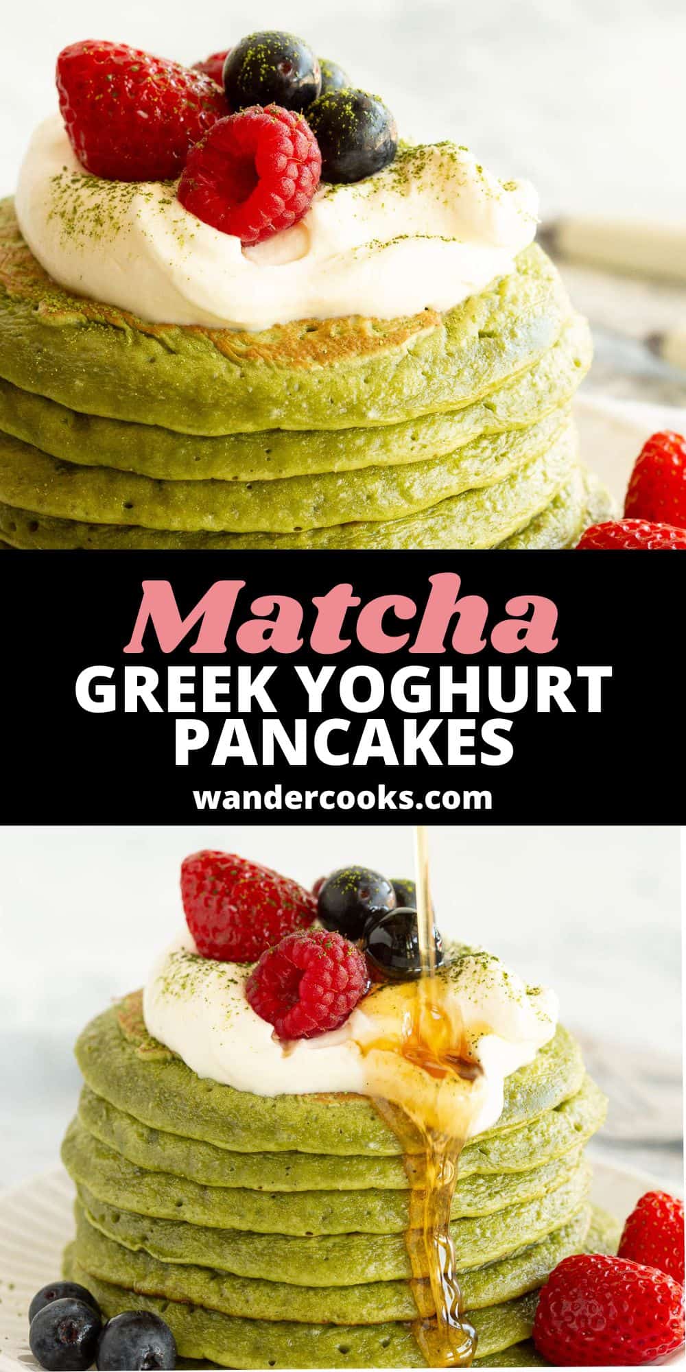 Matcha Greek Yoghurt Pancakes