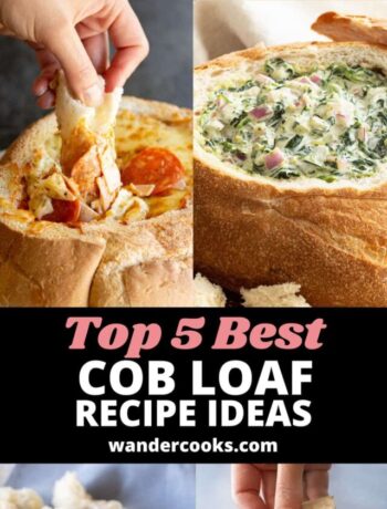 Collage of various cob loaf recipe images with text overlay that reads: "Top 5 best cob loaf recipe ideas"