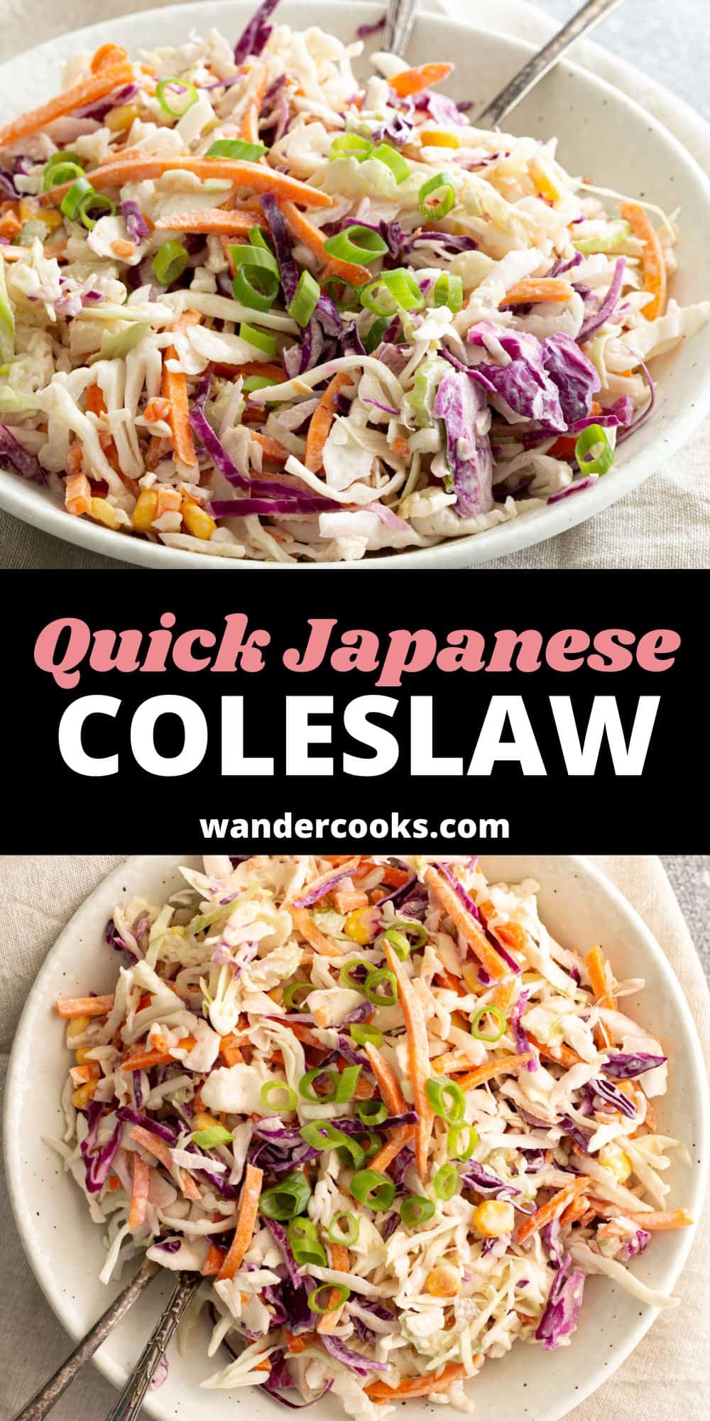 Quick Coleslaw with Japanese Style Creamy Salad Dressing