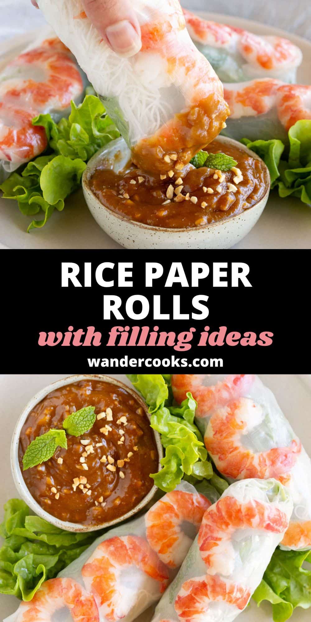 Vietnamese Rice Paper Rolls with Peanut Sauce